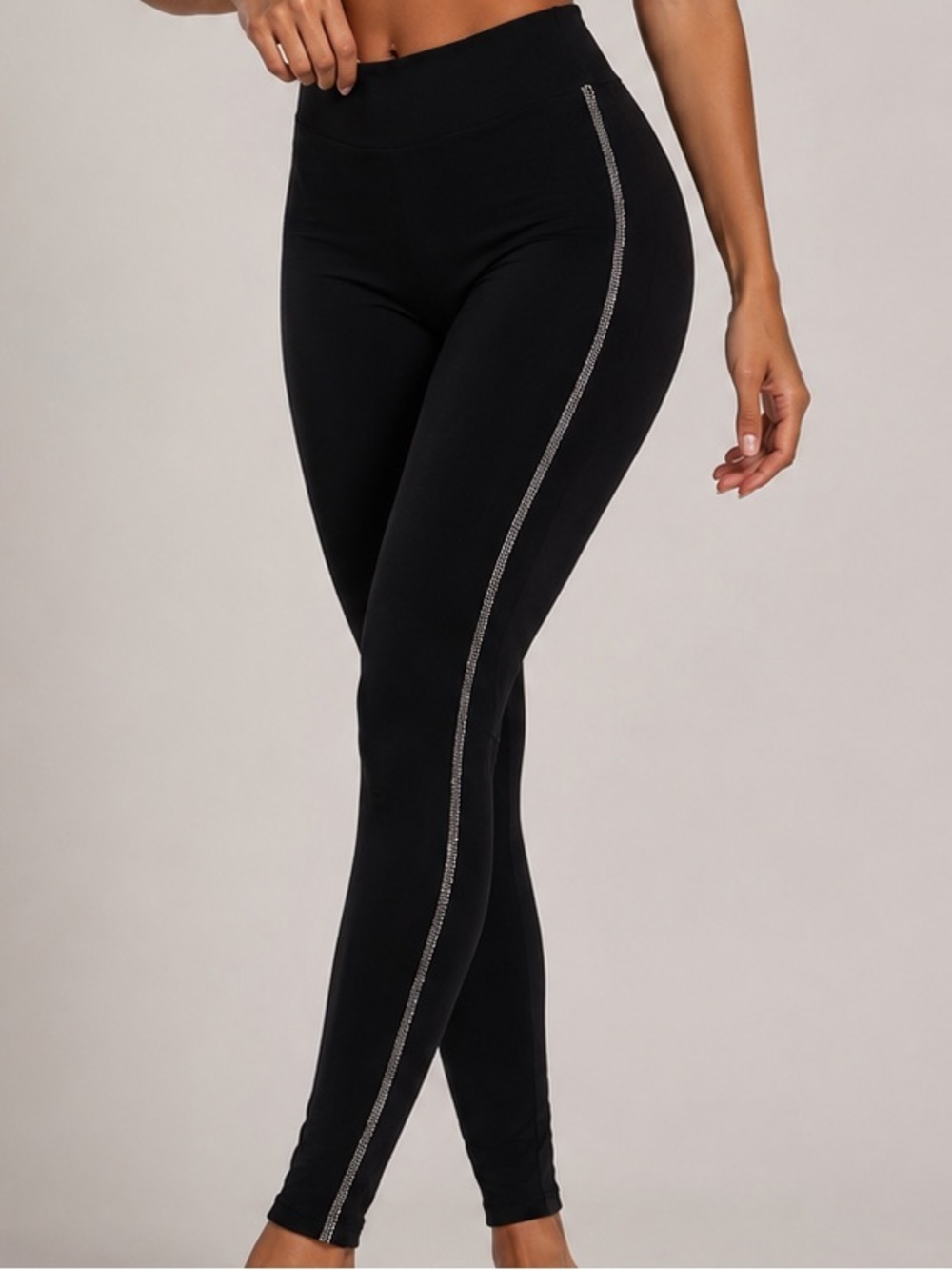 Alice Blue Rhinestone Side Stripe Pull-On Leggings (1422)